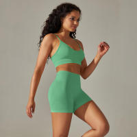 Conjunto Deportivo de Yoga sin Costuras para Mujeres Sports Bra Sin Mangas, Pantalones Cortos - details 27
