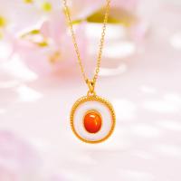 Collar de Oro 18k Szjinao con Piedra Natural de Ágata Roja de Dubai Joyería Original de Metal Hecha en China Ideal para Mujeres Mayores de 12 Años - details 4