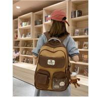 Nueva y bonita versión coreana de la mochila del campus ins para estudiantes femeninas de primaria y secundaria de gran capacidad, mochila ancha con correa para el hombro fuerte y duradera. - details 6