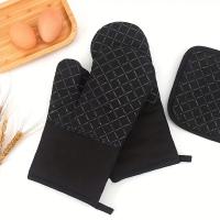 Manoplas de silicona y almohadillas térmicas para horno, mitones gruesos resistentes al calor y almohadillas térmicas para asar, hornear, cocinar, asar, calentar, 4 Uds. - details 0