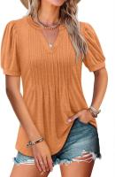 Camiseta informal de verano 2025 con cuello en V y manga de burbuja doblada - details 6