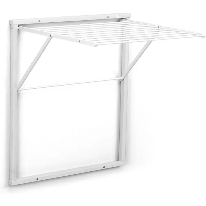 63f. x 69 años. x 80al. centímetros Italia Tendedero de Pared KLEDY, Madera - Plegable - 6,5 m Extensibles - Color: Blanco Ar-It il Cuore del Legno - 1