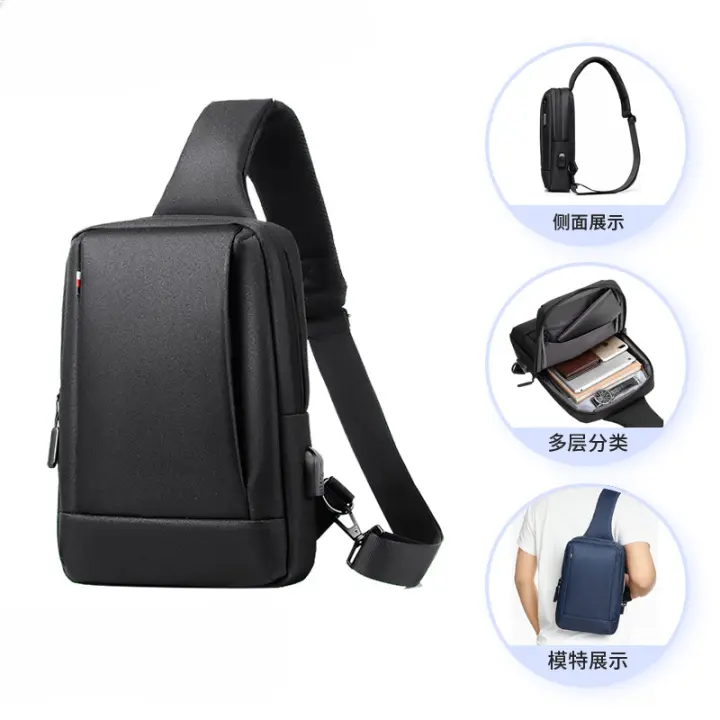 Bolsa de mensajero de hombro Bolsa de pecho impermeable de moda ligera Bolsa de pecho informal Commuter - 1