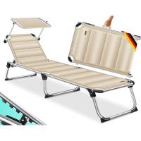 Silla portátil ergonómica con techo plegable, respaldo ajustable, tumbona de playa azul petróleo. - details 2