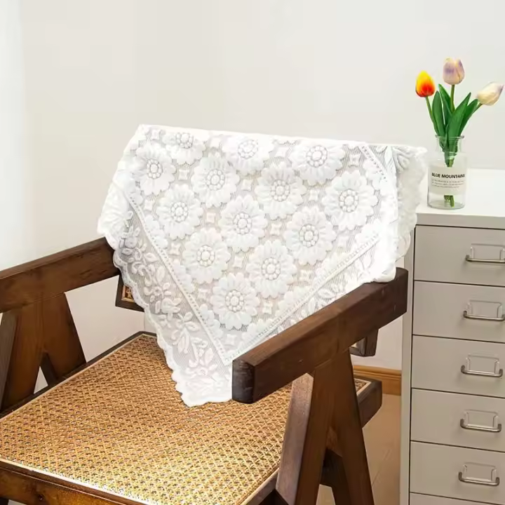 Cubierta de mesa de comedor Ense blanca, mantel floral nórdico, suministros vintage para bodas y fiestas, decoración de escritorio para el hogar - 1