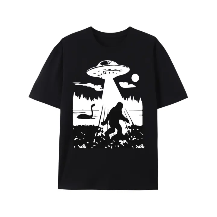 Camiseta casual de manga corta para verano, camisetas con estampado de OVNI y mono para hombres - 1
