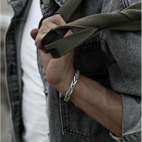 Pulsera de aleación para hombre, diseño tejido vintage, estilo urbano ajustable, regalo para hombre 2025 - details 2