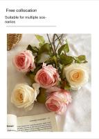 Ramo de rosas artificiales de tela de seda, arreglos florales con borde quemado, flores artificiales, flores falsas de seda Vintage - details 2