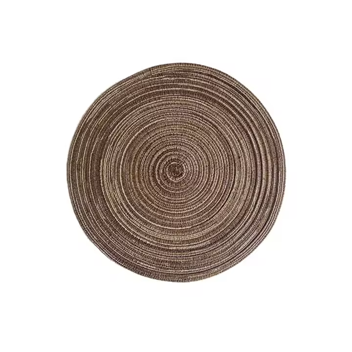 Mantel de Mesa de Ramie Tejido Antideslizante Posavasos de Comedor con Estilo de Mesa Redonda - 1