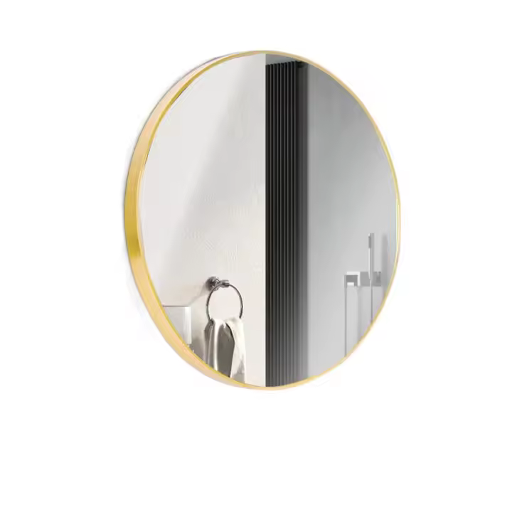 Espejo redondo de aleación de aluminio de estilo nórdico de 30 cm, espejo de maquillaje de pared de estilo europeo - 1
