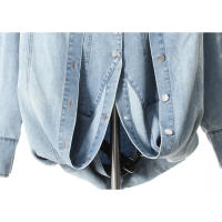 Chaleco de cuello halter, camisa de mezclilla 2025, moda femenina, manga larga, top casual de calle con cuello vuelto - details 6