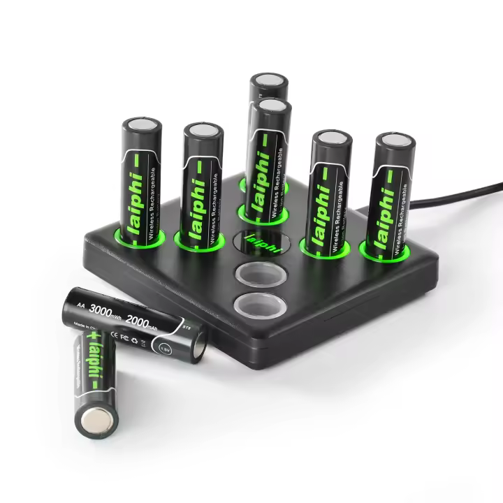 Laiphi Pilas Recargables de Litio AA, Paquete de 8 Pilas de Litio de 1,5 V AA 3500 mWh con Cargador Rápido USB-C para Cámara Parpadeante, Timbre con Vídeo, Linterna - 1