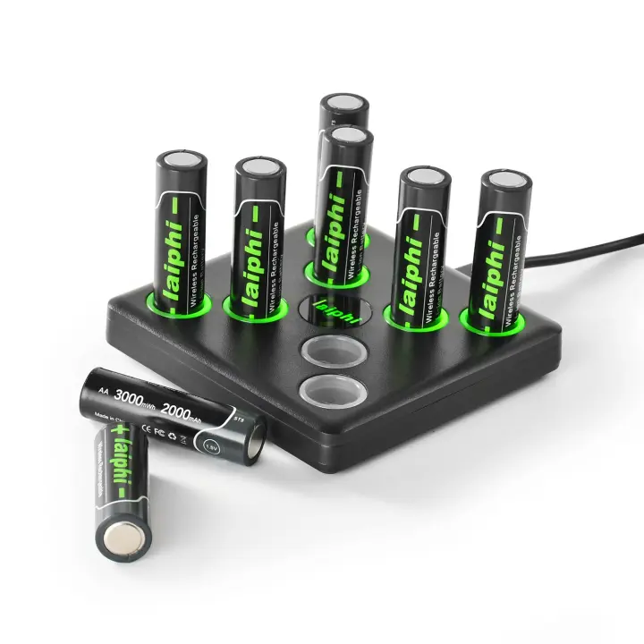 Laiphi Pilas Recargables de Litio AA, Paquete de 8 Pilas de Litio de 1,5 V AA 3500 mWh con Cargador Rápido USB-C para Cámara Parpadeante, Timbre con Vídeo, Linterna - 1