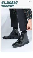 2023 nuevos zapatos de cuero antideslizantes con cordones altos de negocios a la moda para hombres - details 0