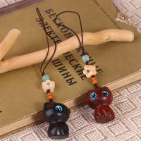 Colgante para teléfono, colgantes para llaves de coche, colgante de estilo chino, colgante de gato de la suerte, anillo para teléfono móvil, llavero de madera de sándalo, correa para llavero - details 9