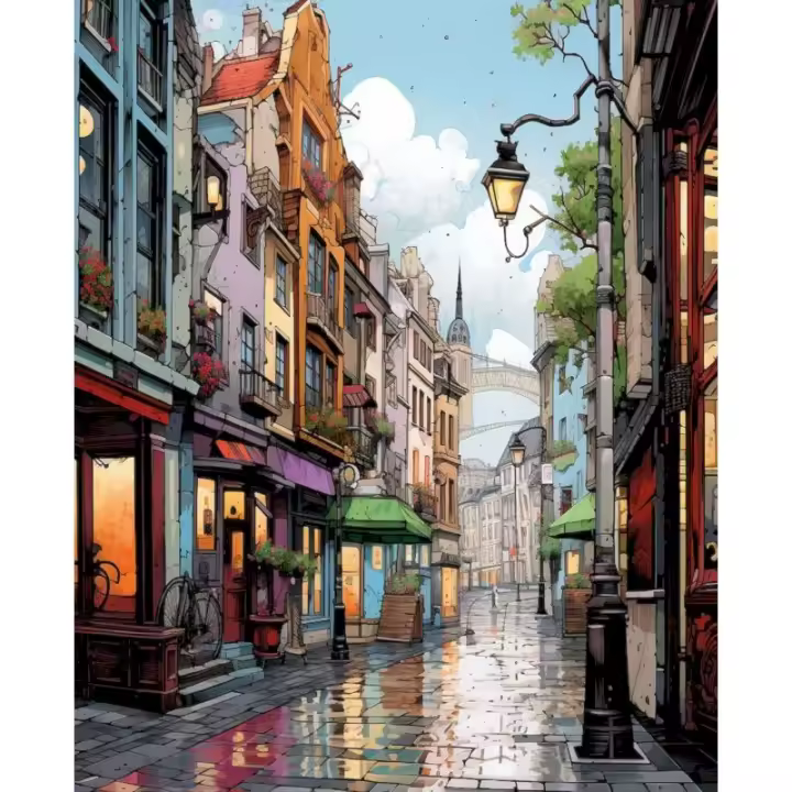 RUOPOTY-pintura por números Diy, paisaje urbano, imagen por números para adultos, Kits, decoración del hogar, arte de pared - 1