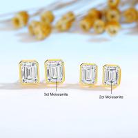 Pendientes de Moissanita de Oro 14k Corte de Esmeralda Joyería de Alta Calidad para Mujeres - details 0