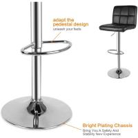 Taburete de Bar de Juego de 2 Altos de Cocina Silla de Bar de Cuero Sintético Regulable en Altura con Resaldo y Reposapiés Giratorio de 360° para Cocina, Mostrador, Bar Negro - details 4