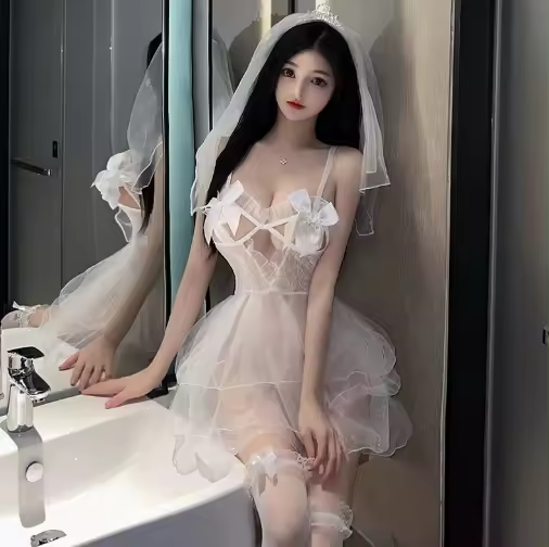 Novia sexy vestido de guerra vestido de novia vestido de novia seducción flirteo traje de cama caliente - 1