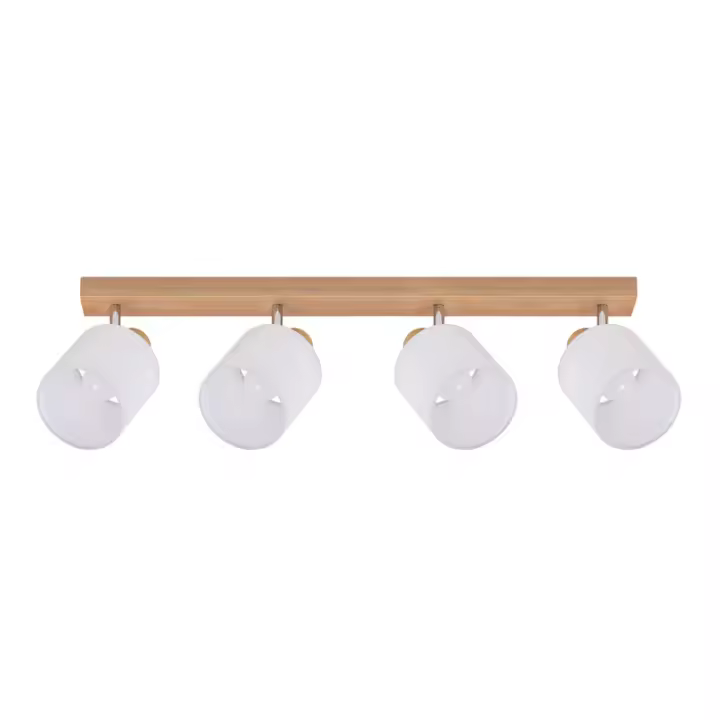 CBJKTX 4 Focos de techo modernos de madera para salón E14 350 °   Lámpara de pantalla de tela giratoria MAX.25W para dormitorio, cocina, pasillo - 1