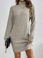 Vestido de Punto de Moda Invernal Cuello Redondo, Manga Larga, Comodidad Suelta para Mujeres - details 2