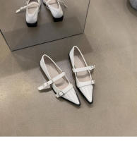 Nuevo tacón bajo puntiagudo versátil palabra con zapatos individuales de tacón grueso zapatos Lizhen - details 11