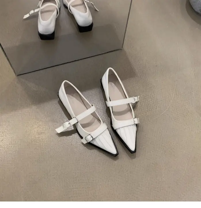 Nuevo tacón bajo puntiagudo versátil palabra con zapatos individuales de tacón grueso zapatos Lizhen - 1