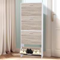 Mueble zapatero de 12 pares - Estantería de gran capacidad para vestíbulo o pasillo - (ancho) 60 x (profundidad) 24 x (alto) 80 cm - Madera clara blanca - details 65
