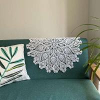 Posavasos ENCE vintage y chic hecho a mano de crochet de algodón natural RD de 60 cm, mantel para una sola persona, funda de sofá - details 3
