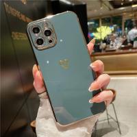 Funda de teléfono suave a prueba de golpes con forma de corazón de amor chapado para iPhone 14 13 12 11 Pro Max 15 X XR XS 7 8 Plus, funda protectora para cámara de lente - details 6