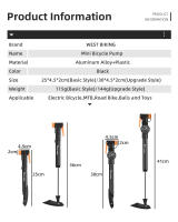 WEST BIKING-bomba de aire portátil para bicicleta, Inflador de neumáticos con válvula Schrader Presta, manómetro preciso, 120PSI, aleación de aluminio - details 1