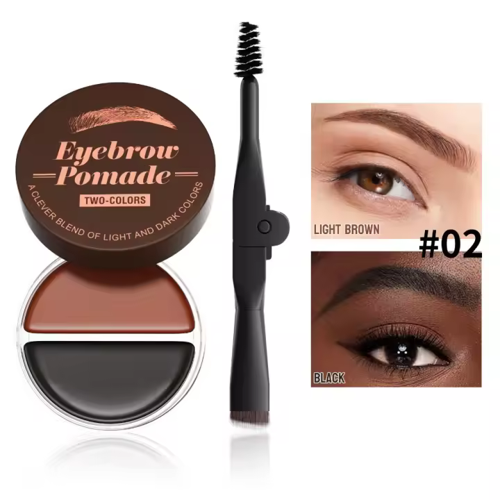 Crema teñida para cejas resistente al agua, duradera, con cepillo plegable, crema para cejas de dos colores, Kit de sombreado de maquillaje teñido negro para niña - 1