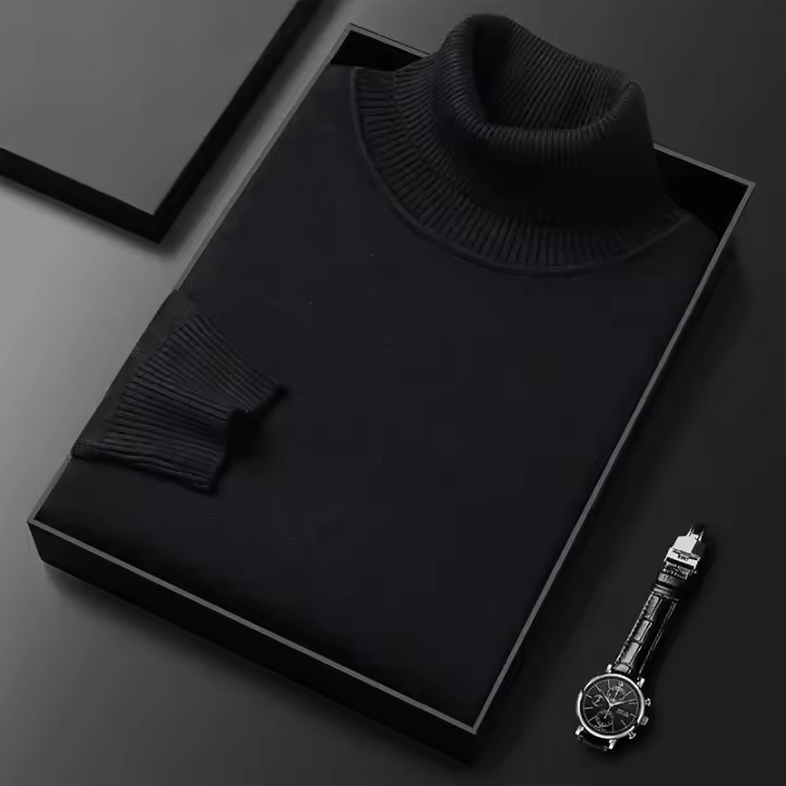Suéter de cachemira para hombre, jersey de lana de cuello alto, suave y cálido, suéter de punto, Otoño e Invierno - 1