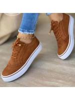 Zapatos bajos de punta redonda para mujer, zapatos planos informales con cordones para caminar, versátiles y cómodos - details 10