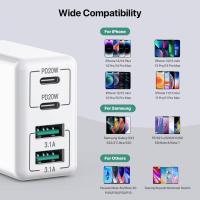 Cargador USB C de Carga Rápida Bloque de 4 Puertos, Dual PD+QC, Conector de Pared Tipo C Compatible con iPhone y Samsung Accesorios de Electrónica - details 1