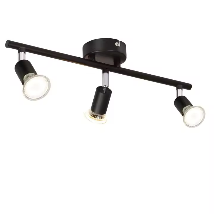 CBJKTX 3 Focos de techo metálicos GU10 negro giratorio 330 °   Lámpara de techo giratoria moderna para sala de estar, dormitorio, pasillo sin - 1