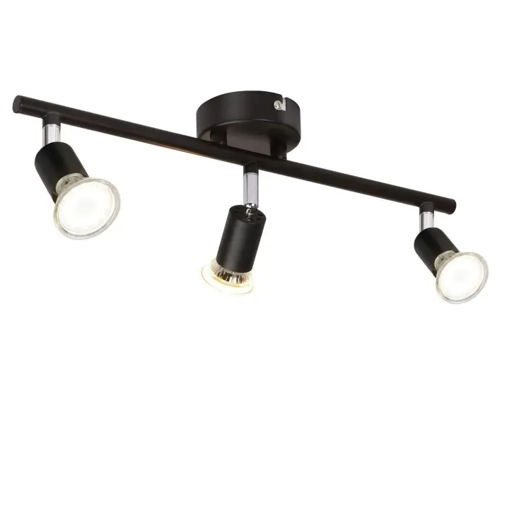 CBJKTX 3 Focos de techo metálicos GU10 negro giratorio 330 °   Lámpara de techo giratoria moderna para sala de estar, dormitorio, pasillo sin - 1