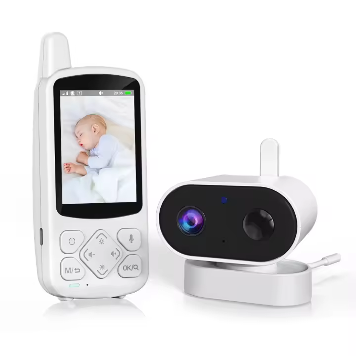 Monitor para bebés con cámara y visión nocturna, monitor para bebés con video HD de 2,8 pulgadas y 720P, 2000 mAh, pantalla IPS, modo VOX, audio bidireccional, alerta de temperatura, 8 canciones de cuna - 1