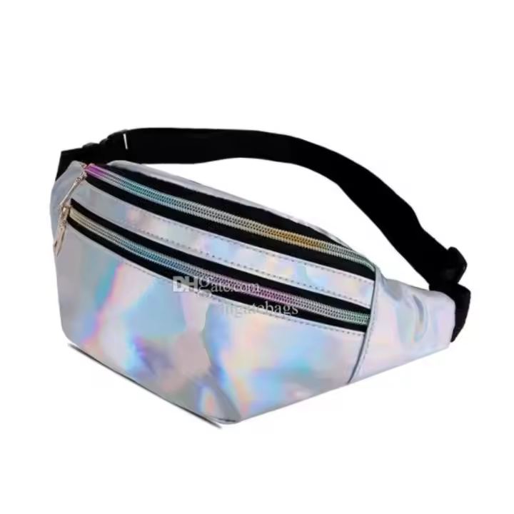 Bolsa de cintura holográfica, bolsa de playa láser de PU para mujeres, bolsa de cintura antirrobo para viajes al aire libre - 1