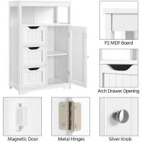 Armario de Baño de Madera Ajustable con Cajón y Estante Diseño de Doble Puerta para Sala de Estar Entrada Blanca Almacenamiento de Cocina Multiusos - details 3