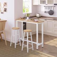 Conjunto de Mesa de Bar y 2 Taburetes, Muebles de Comedor, Mesa Alta y Taburetes de Bar, Barra Cocina y Salon, 140x40x100 cm, Metal + MDF, Roble Claro - details 16
