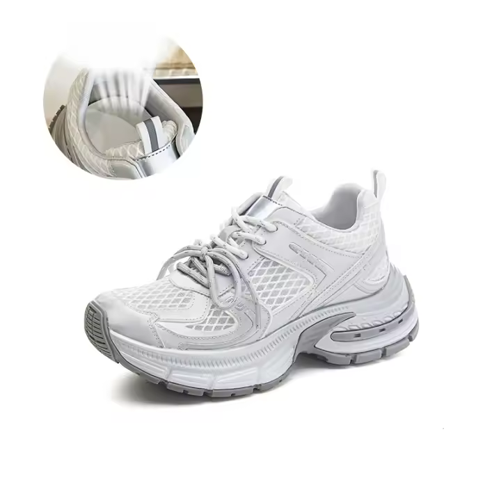 Zapatos de papá de cuero inferior de película de succión nuevos zapatos deportivos de aumento de suela gruesa zapatos de mujer transpirables de malla casual - 1