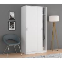 Armario de dos puertas correderas, acabado en color blanco Artik, medidas: 100 cm (largo) x 50 cm (ancho) x 200 cm (alto) - details 4