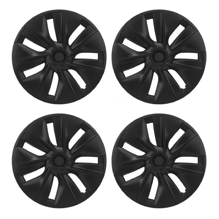 Tapa de cubo de rueda de 4 piezas, color negro mate, diseño texturizado de alta resistencia, reemplazo para Tesla Model Y 2020 ‑ 2023 - 1