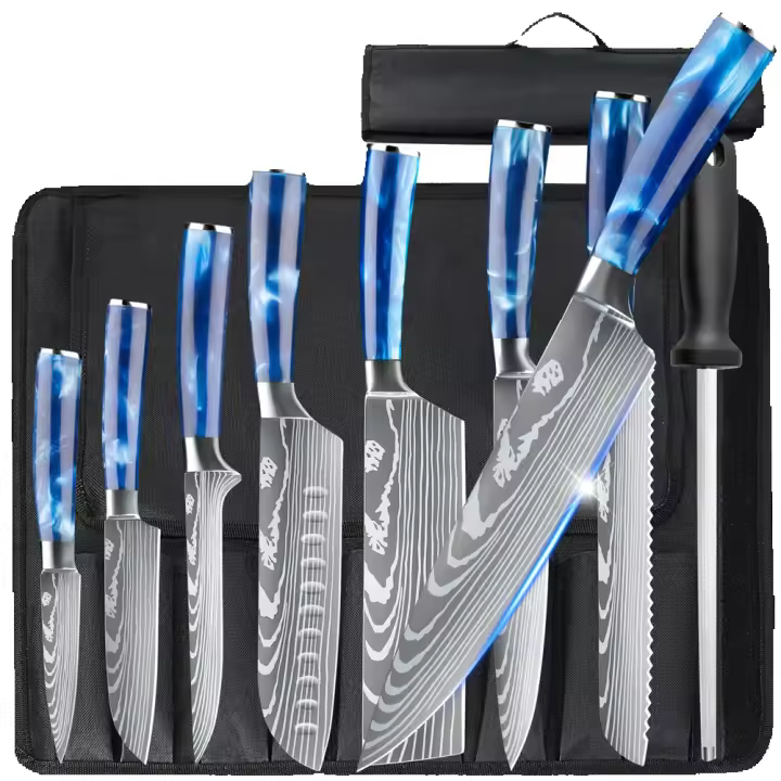 Juego de cuchillos de cocina de 8 piezas, cuchillo de chef de acero inoxidable con alto contenido de carbono, cuchilla perfecta para uso doméstico y profesional, regalo de cocina ideal - 1