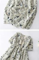 Vestido de algodón con estampado ral para mujer, vestido A-e de manga corta con cuello en V, vestido bohemio dulce, ropa suave y acogedora para mujer - details 12