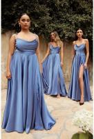 Vestido de Graduación Largo para Mujer Traje Elegante de Denim con Escote Alto, Espalda Descubierta, Cremallera en la Espalda, Ocasiones Formales, 2025 - details 26