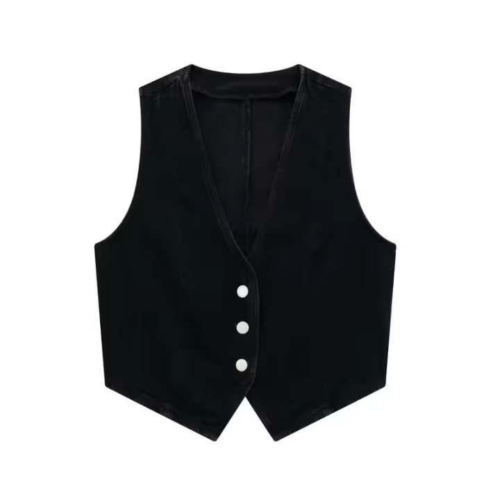 BUNO-Top corto vaquero sin mangas para mujer, primavera y verano, 2025 - 1