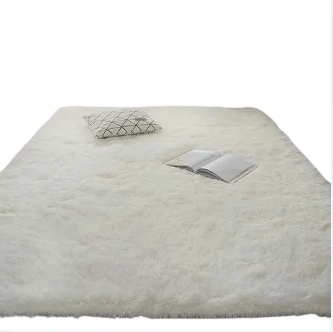 Alfombra de Sala de Estar Suave Blanco Beige Pila Larga 160 x 230 cm Ideal para Dormitorio Sofá - 1