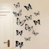 Pegatinas de Pared de Mariposa 3D Blancas y Negras Decoración de Boda Decalques de Dormitorio y Sala de Estar - details 2